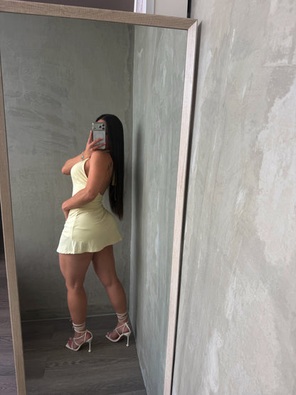 Light Yellow Halter Romper Dress