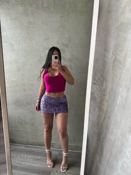 Lilac Sequin Mini Skirt