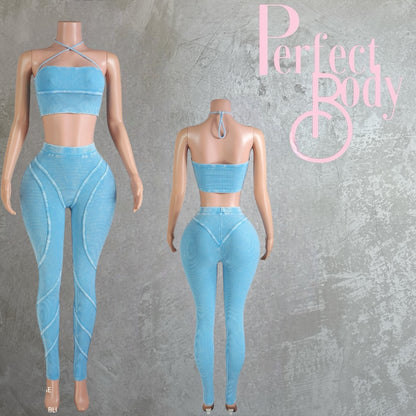 Baby Blue Mineral Wash Leggins Set