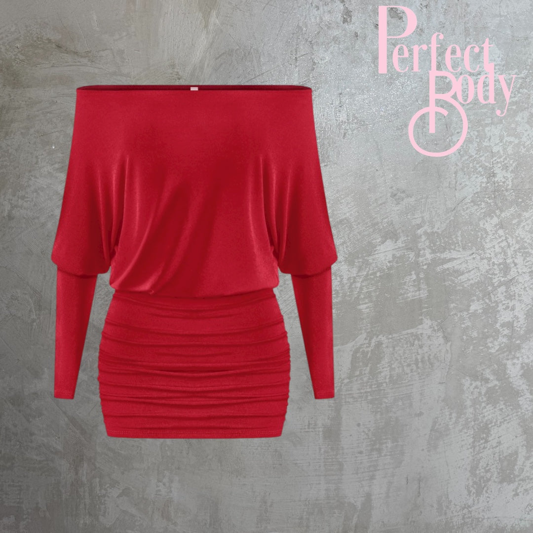Dark Red Off Shoulder Dress