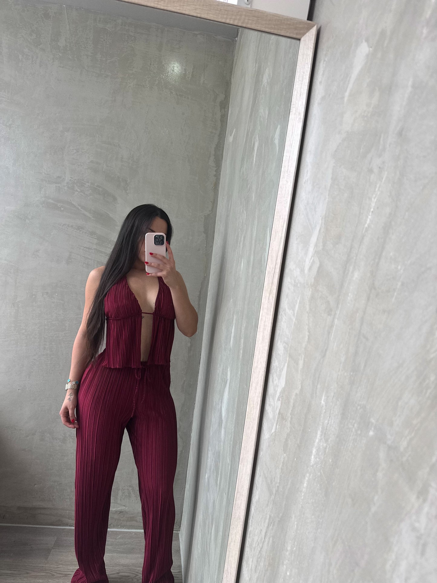 Burgundy Halter Top & Pants Set RESTOCK