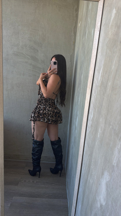 Animal Print Halter Dress