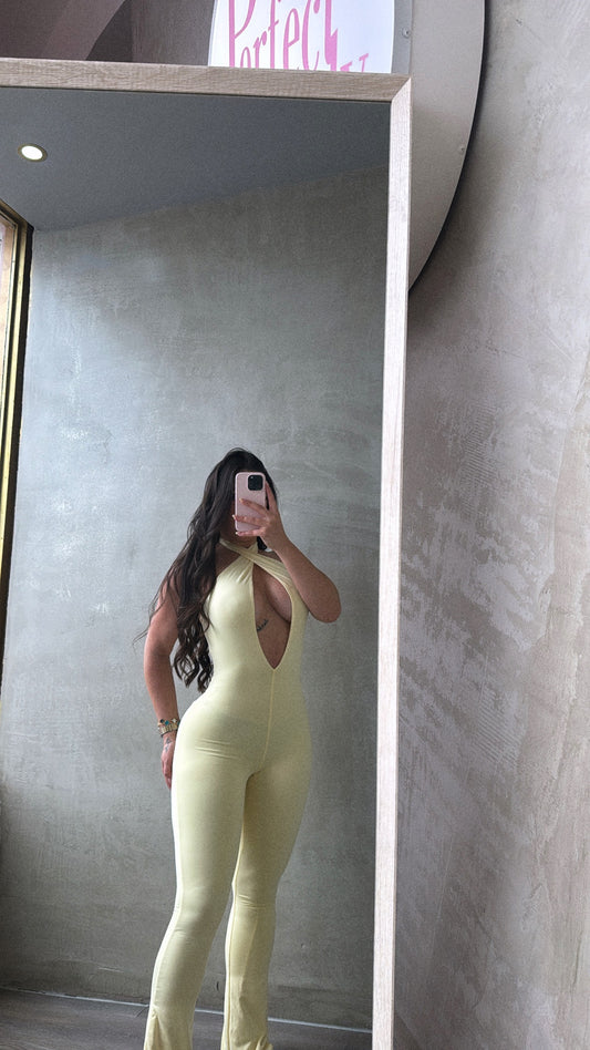 Light Yellow Halter Jumpsuit