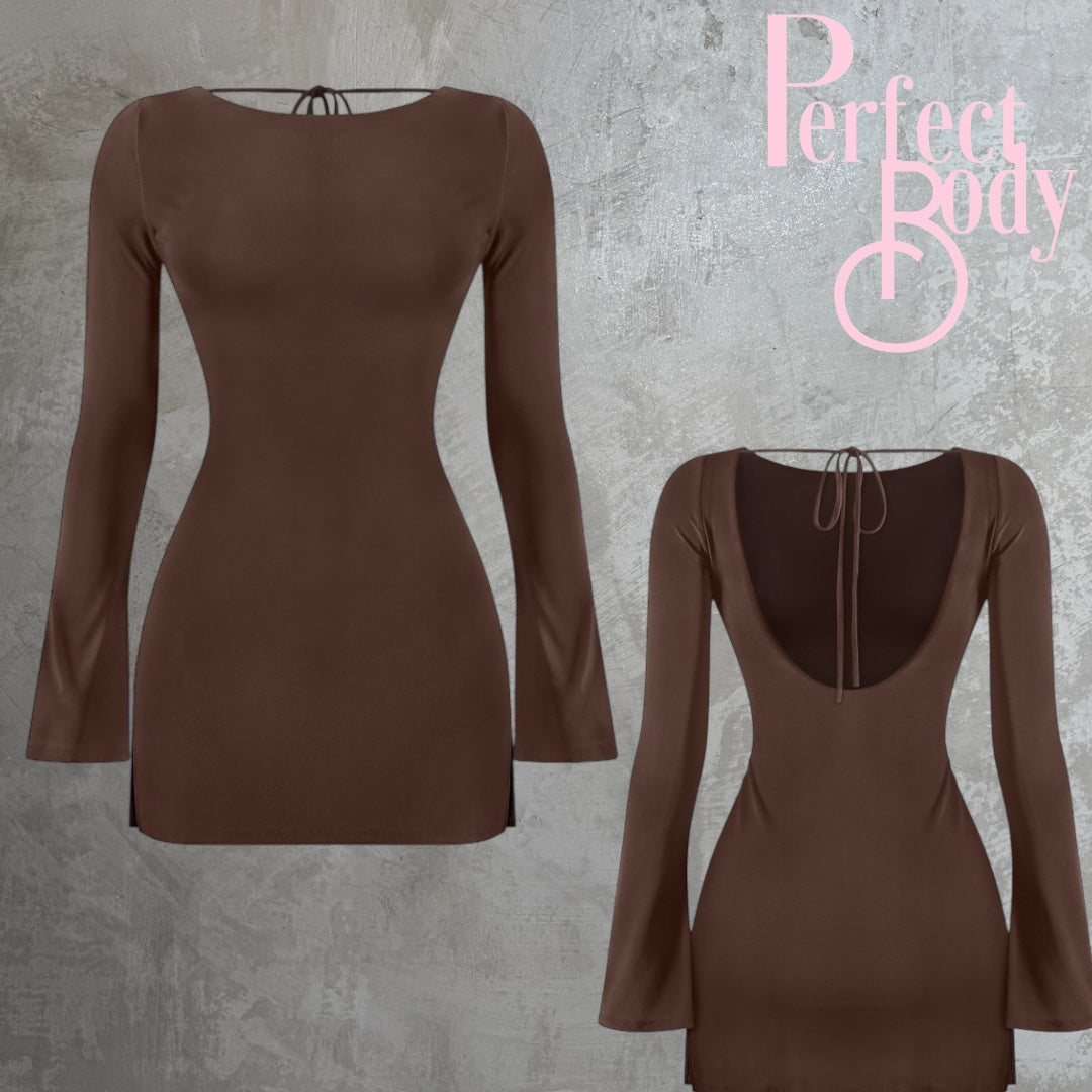 Brown Long Sleeve Dress