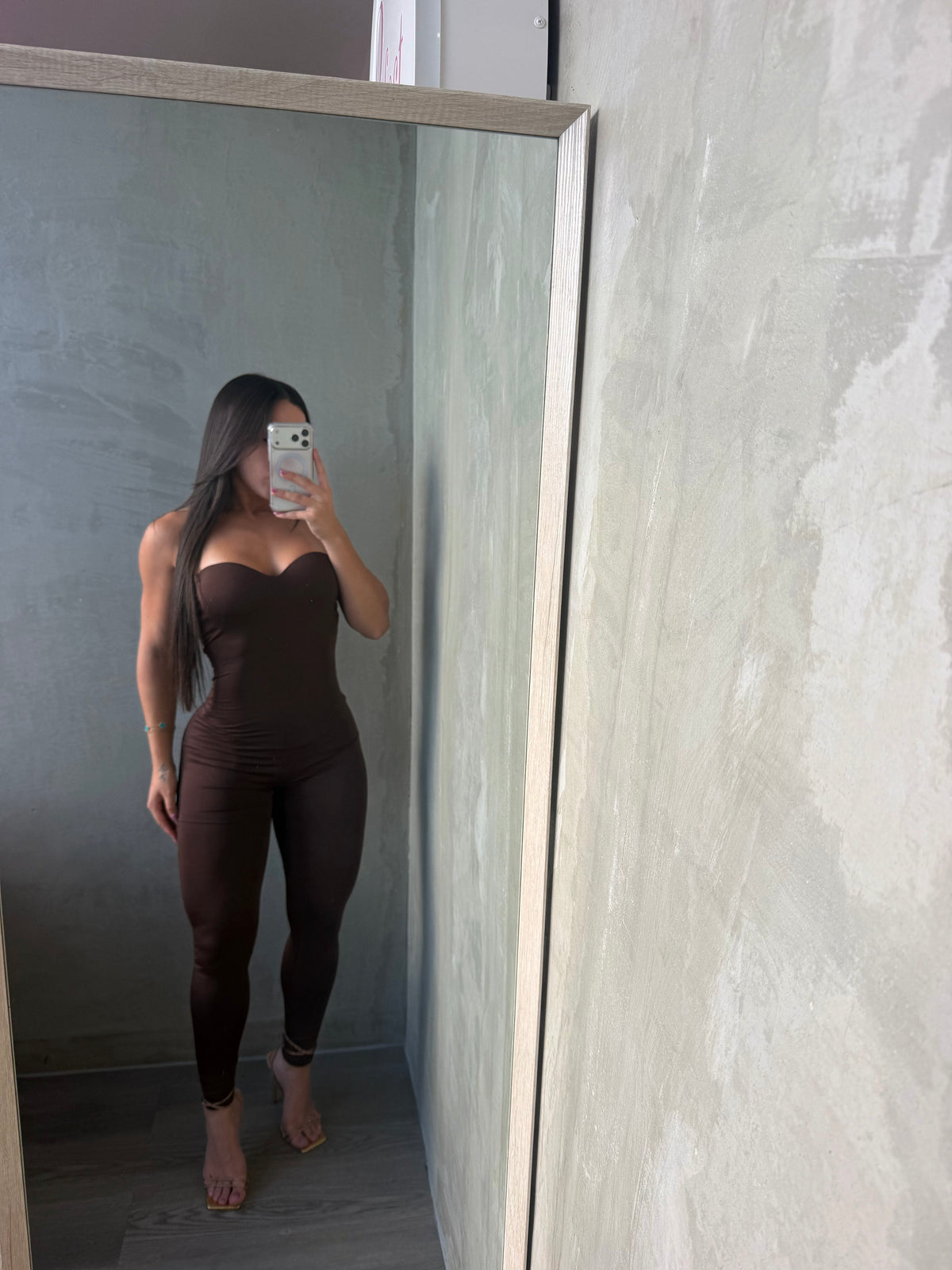 Brown Strapless Jumpsuit