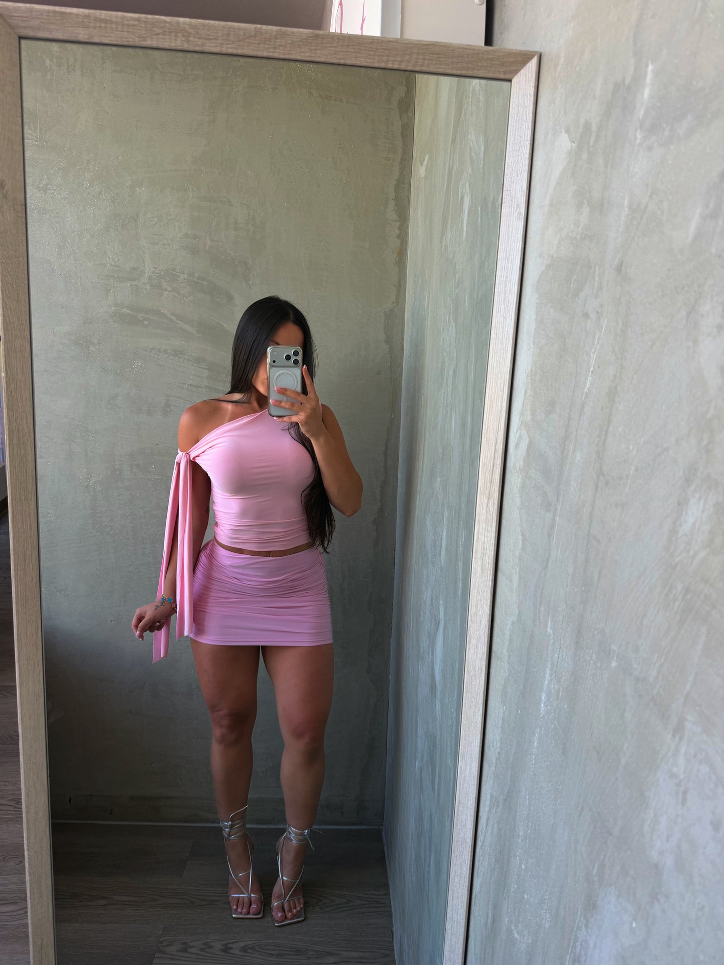 Light Pink Rushed Skirt