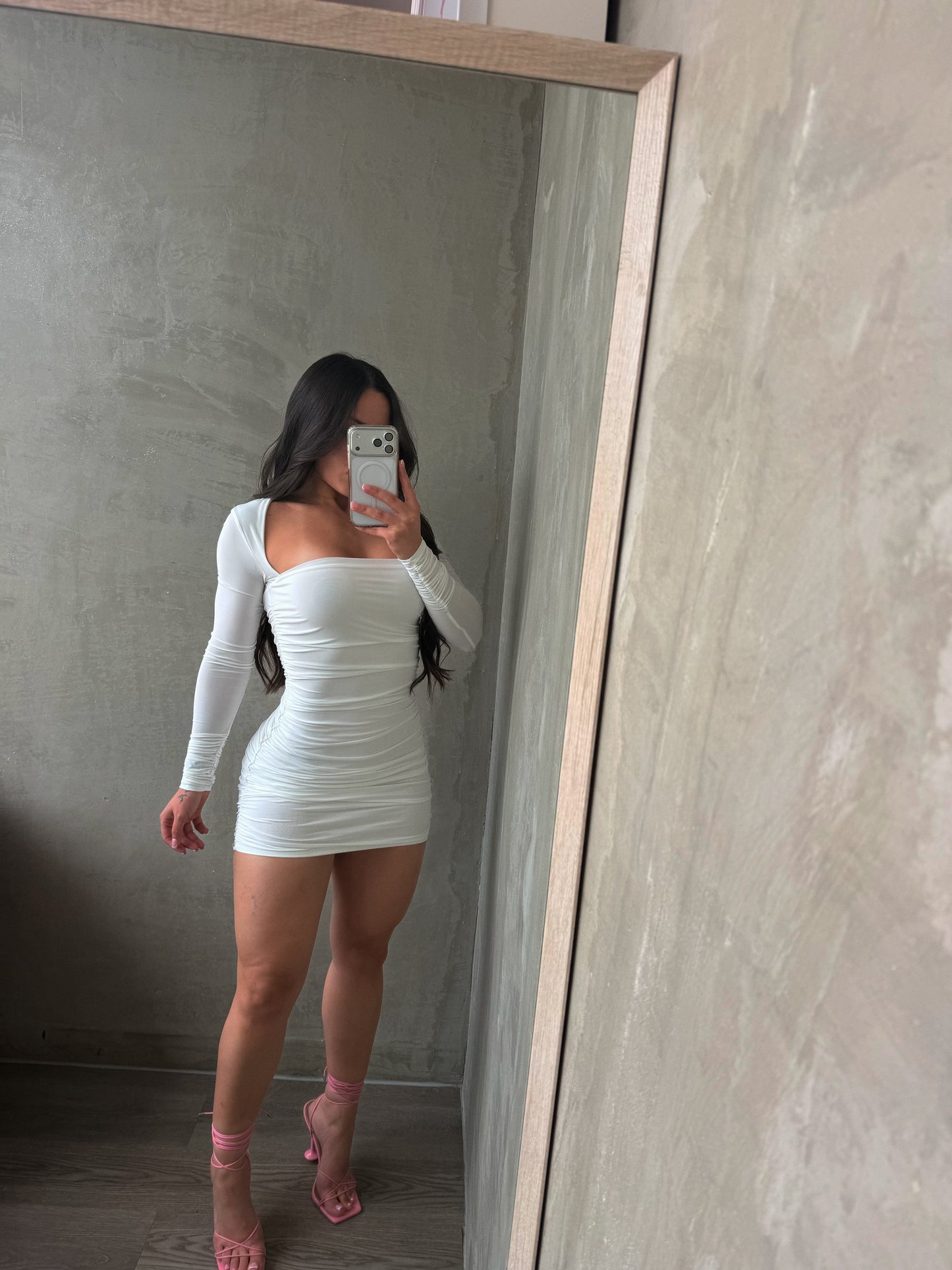 Off White Long Sleeve Dress