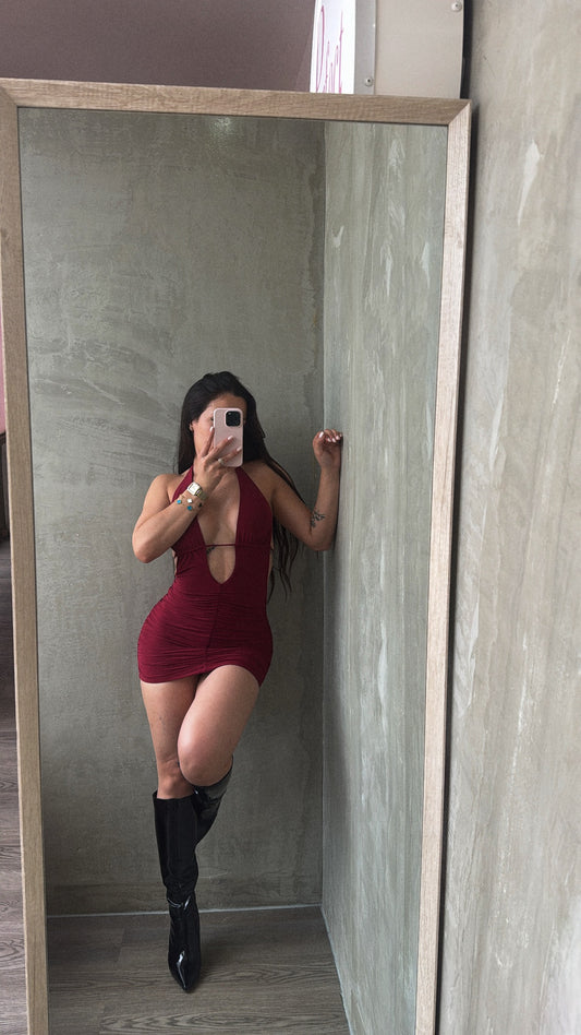 Burgundy Halter Dress