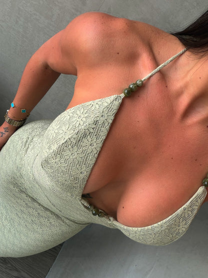 Sage Halter Maxi Dress