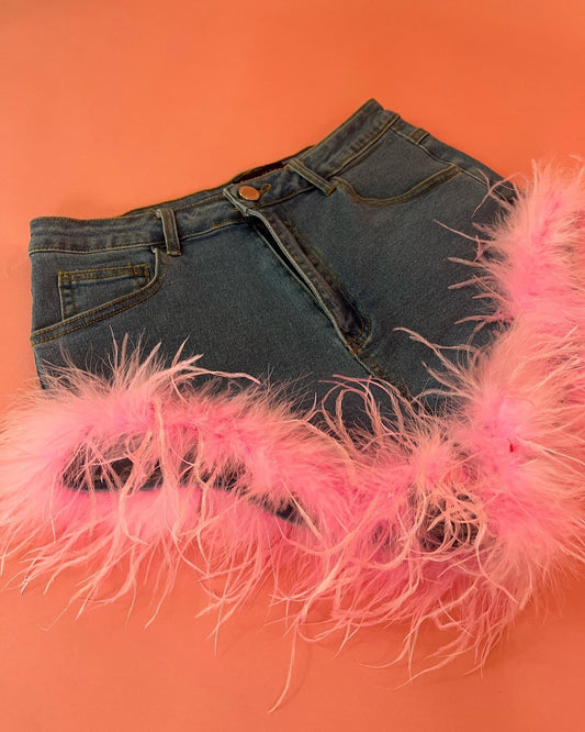 Denim Feathers Short