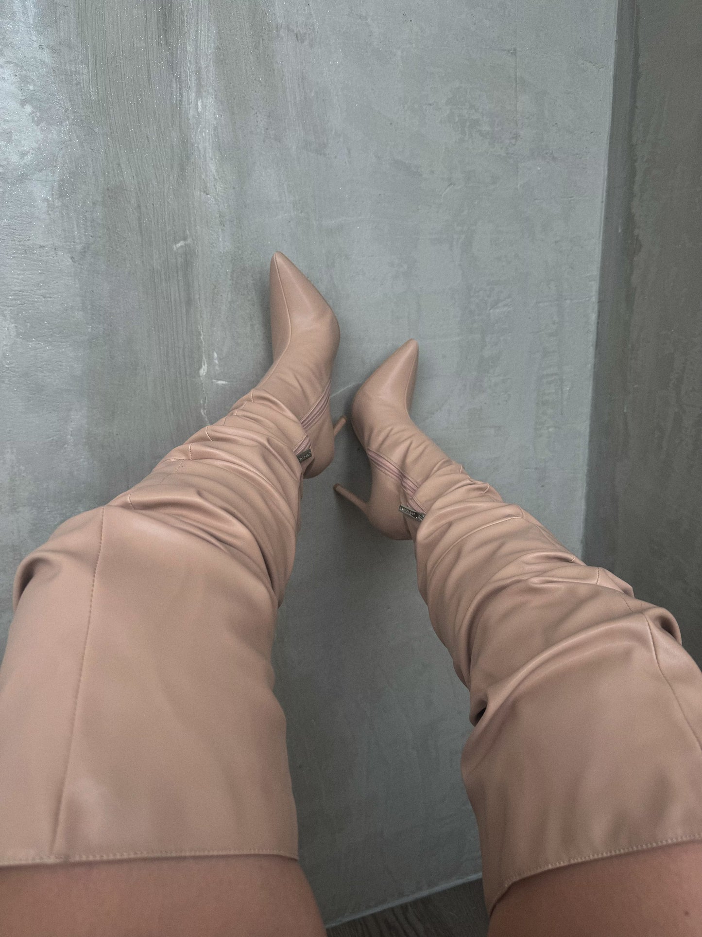 Nude Leather High Boots