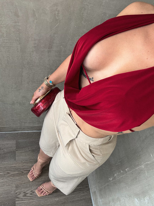 Dark Red Halter Top