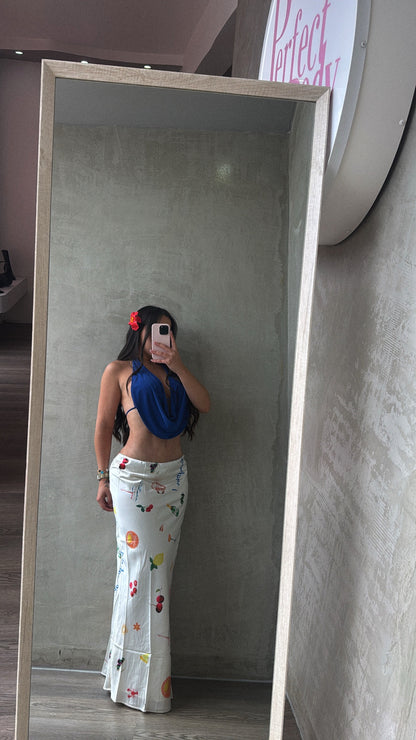 Satin Cream Vacation Maxi Skirt