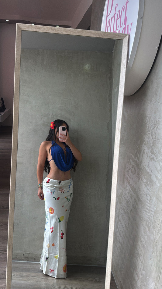 Satin Cream Vacation Maxi Skirt