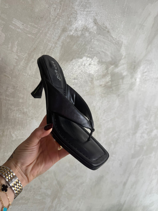 Black Leather Heels Sandals