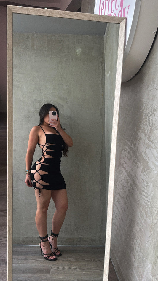 Black Mesh CutOuts Dress