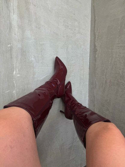 Cherry Leather Boots