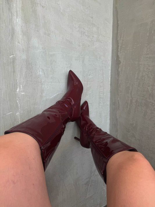 Cherry Leather Boots