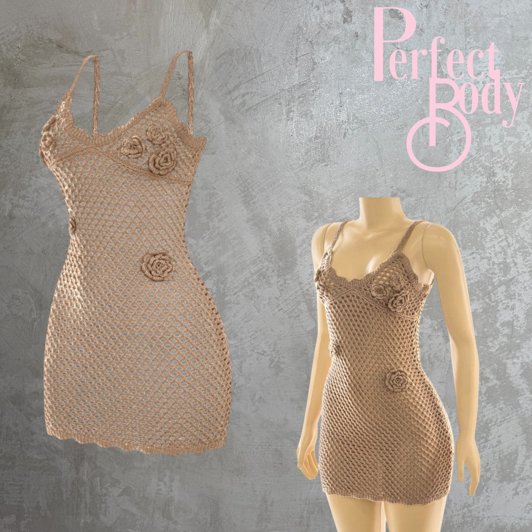 Taupe Crochet Cover Up Dress