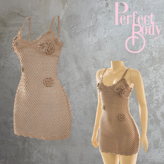 Taupe Crochet Cover Up Dress